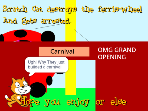 Scratch Cat Destroys The Ferris-Wheel And Gets Arrested